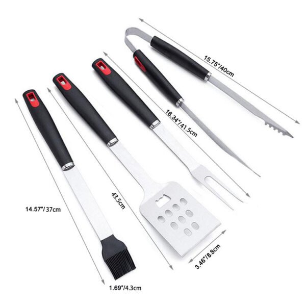 BBQ Tools Set 4-Piece | Stainless Steel with Plastic Handle - Image 2