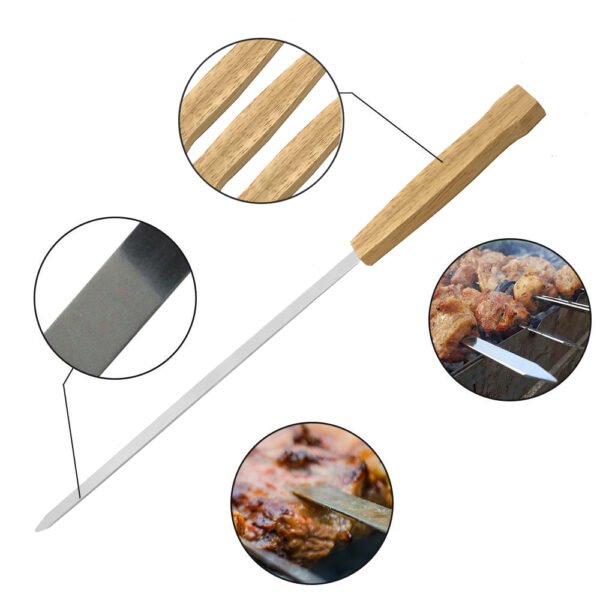 BBQ Skewer 1 Set | Flat Wide Metal Skewers Kit with Carry Bag - Image 4