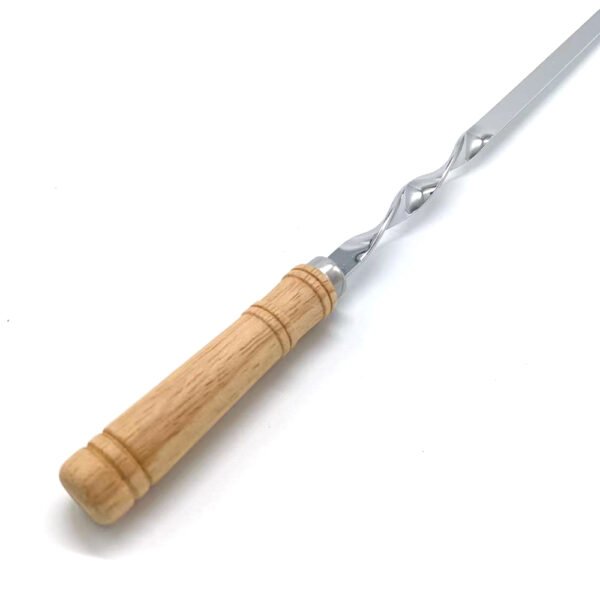 Flat Metal Skewer | Wooden Handle Grilling Sticks - Image 3