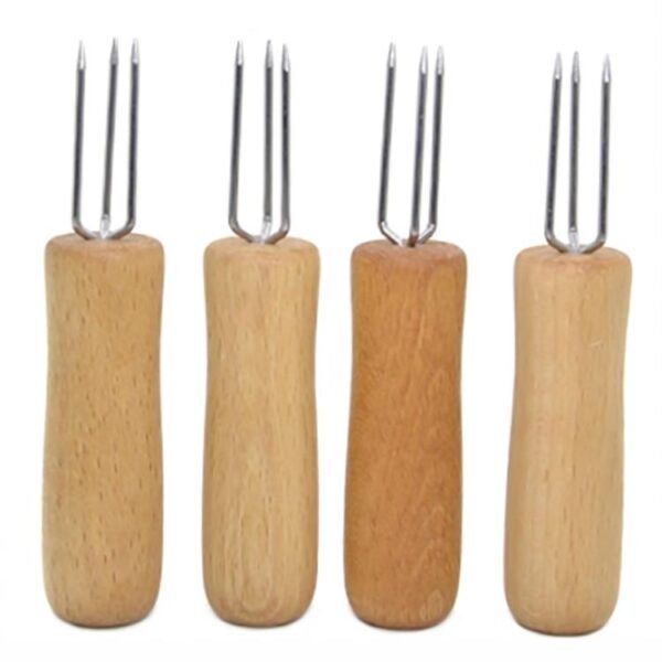 Corn Holder Fork With Wooden Handle 1 Pc - Image 4