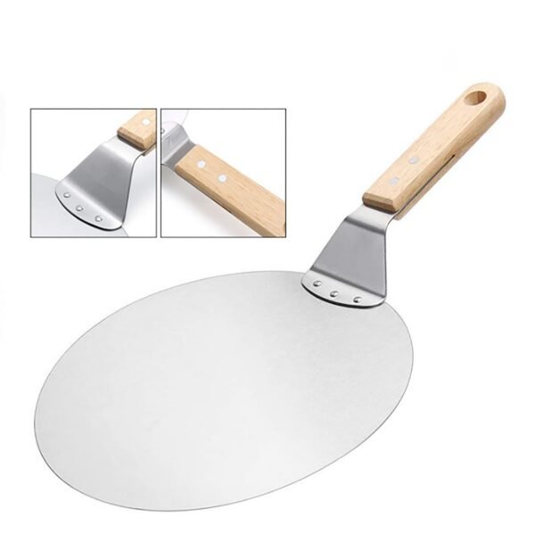 Round Metal Pizza Peel 1Pc | Wood Grip Handle - Image 2