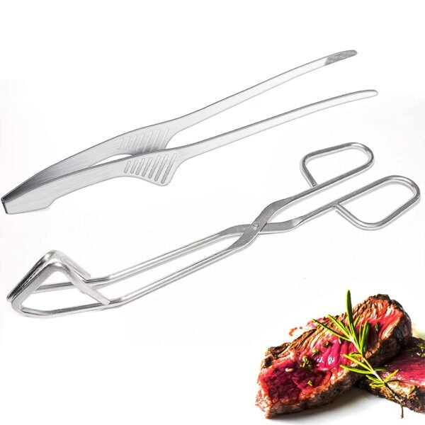 Multifunction Grill Tongs Clips Set 2 Pcs | Stainless Steel - Image 4