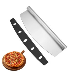 The pizza cutter features a stainless steel rocker blade with a PP cover for protection.