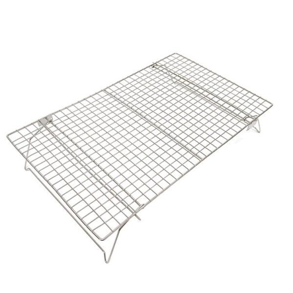 The kitchen bakery cooling rack is made of 430 stainless steel with folded legs, lightweight and sturdy