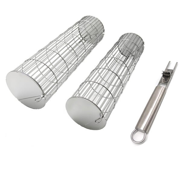 Rolling Grill Baskets 1 Set | Stainless Steel BBQ Barbecue Basket - Image 3