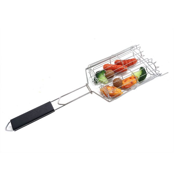 Corn Basket for Grilling | Round Grill Basket with Wooden Handle - Image 4