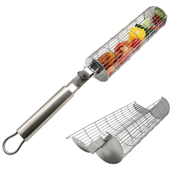 Rolling Grill Baskets 1 Set | Stainless Steel BBQ Barbecue Basket - Image 2