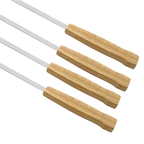 Metal BBQ Skewers with Wooden Handle - 8 Pack Reusable Kabob Grilling Sticks - Image 7