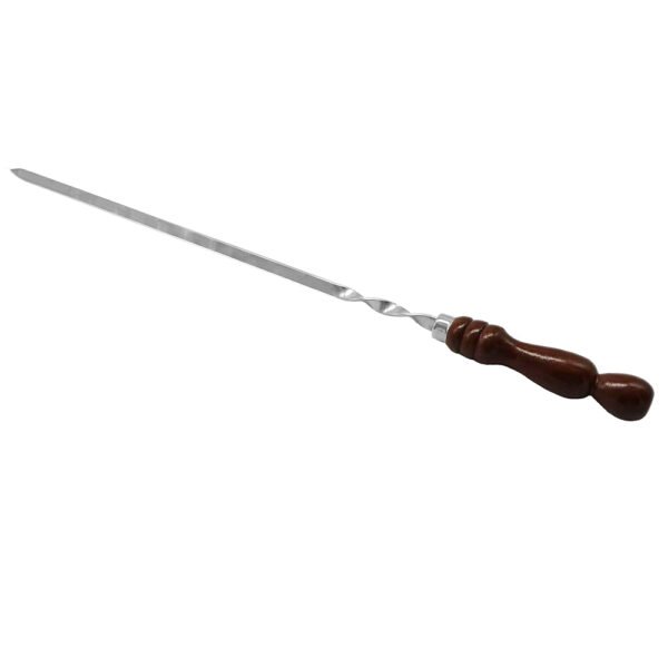 Heavy-Duty Flat Kabab Skewers | Stainless Steel BBQ Skewers with Wood Grip - Image 7
