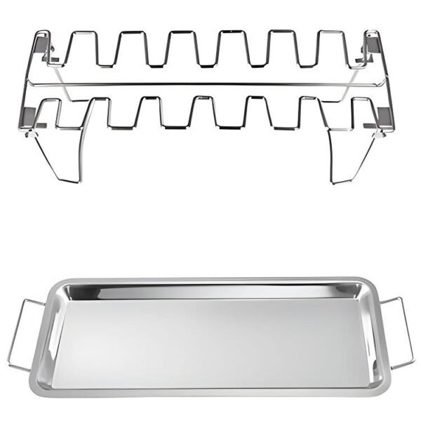 14 Slots Drumsticks Grill Stand with Tray | Stainless Steel Grilling Rack - Image 2