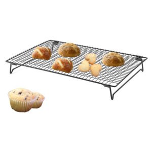 The cooling rack is made of carbon steel with iron non-stick coated, foldable for saving storage space and transportaion cost