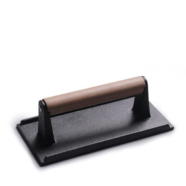 Heavy Duty Smash Burger Press | Cast Iron with Wooden Handle - Image 2