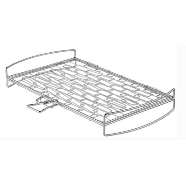 This grill basket rack is made of premium stainless steel, desiged with handle and legs, perfect grillings tools for grilling fish, veggies, meat and seafood.