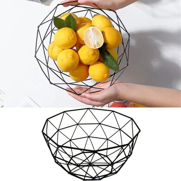 Metal Wire Fruit Basket with Cotton Bag for Kicthen - Image 2