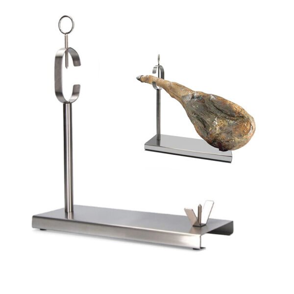 The heavy-duty ham stand with back leg and shoulder easy and manageable to cut ham in the holder safely and keeping the ham in good condition.