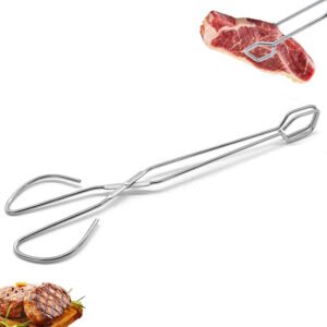 The Stainless Steel Grilling Cooking Tongs is desiged with Scissors Handle for Holding to avoide any heat from the Foods.
