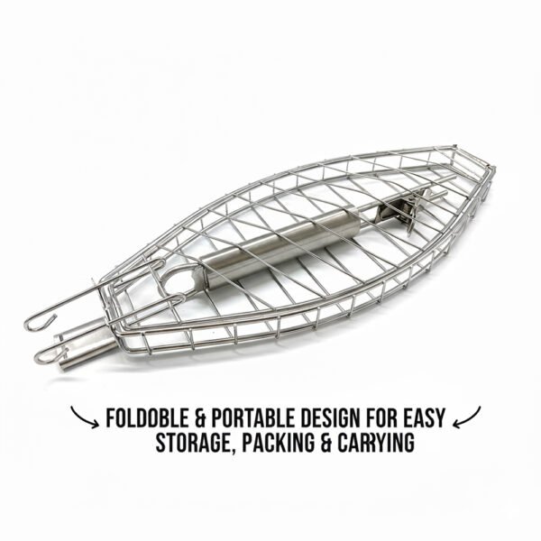 Premium Stainless Steel 3D Fish Grill Basket | Detachable Handle - Image 4