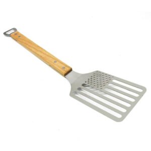 The premium bbq spatula is designed with special flag designs, long handle with bottle opener on the top. Durable and long-lasting use.