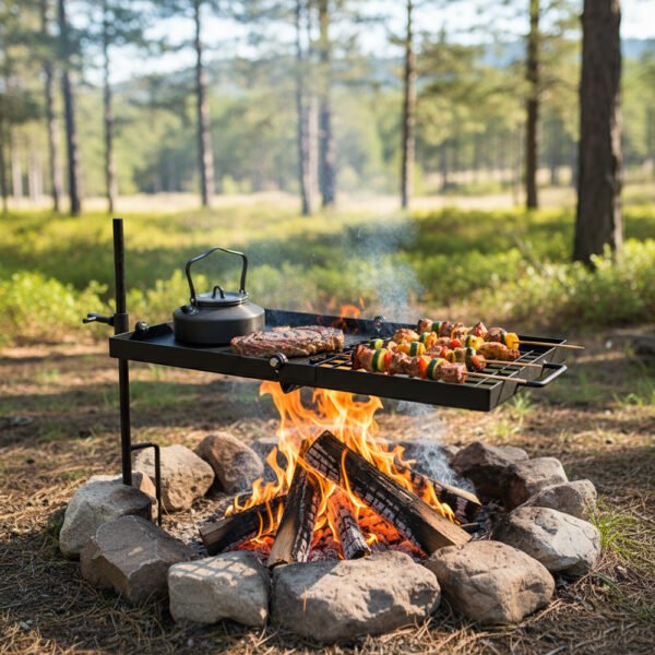 Premium Rotate Camping Grill Rack | Folding & Height Adjustable - Image 7