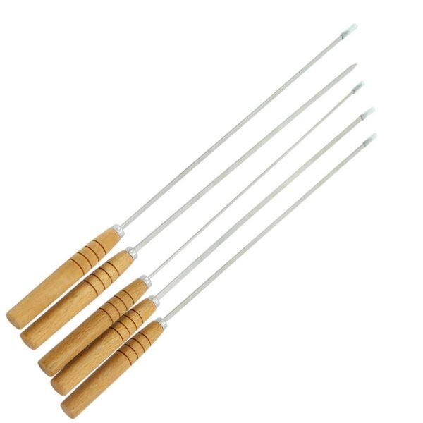16” Flat BBQ Kebab Skewer | Wooden Handle | Stainless Steel | 1 PC - Image 3