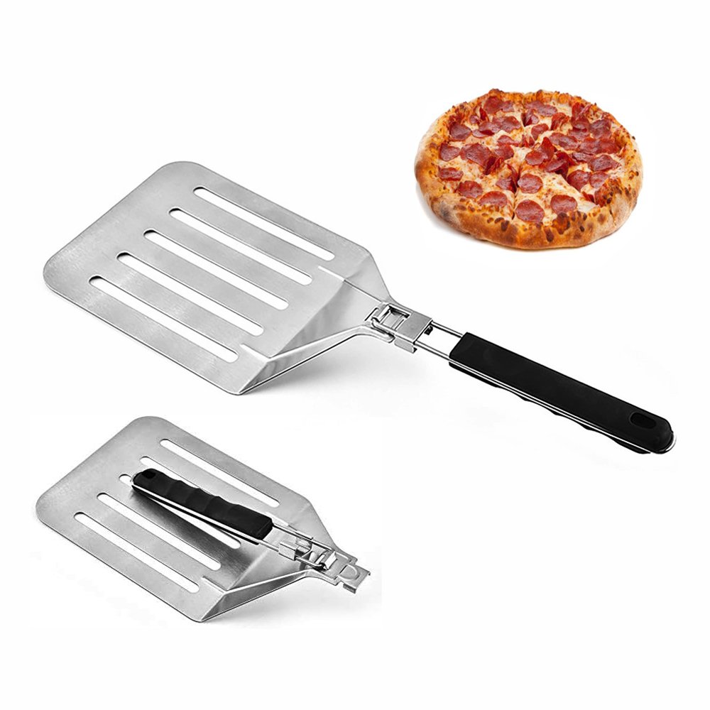The pizza paddle designed with slotted and PP foldable handle is perfect for indoor and outdoor Pizza ovens or grills, also can be an extra large turner for barbecues. Fantastic pizza flipper or lifter for adding and removing pizzas to and from the pizza steel or pizza stone. Also useful as a bakers peel for lifting cakes, pies and tarts.