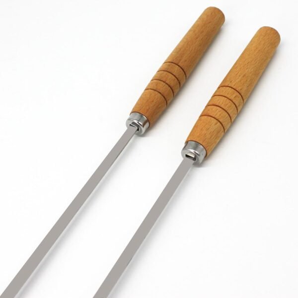 16” Flat BBQ Kebab Skewer | Wooden Handle | Stainless Steel | 1 PC - Image 6
