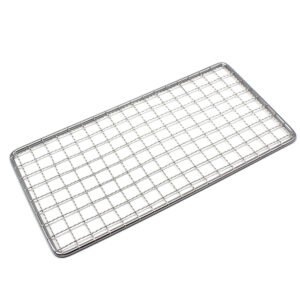 The 11.89"x5.98" rectangular cooking grid is made from 430 stainless steel, features durability and heat-resistance, perfect for outdoor hiking and camping cooking