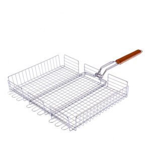 This deep rectangular grill basket is made from Iron with chrome plate, large capacity to meet different grilling needs.