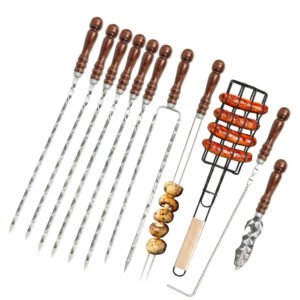Commercial Grade Russia Shashlik Kebab Skewer Set of 11 | Stainless Steel